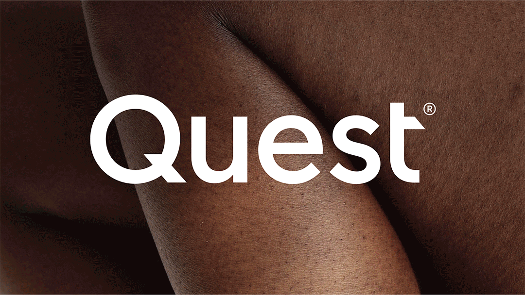 GIF featuring close-up human skin texture with "Quest" text overlay, symbolizing a personal health journey.