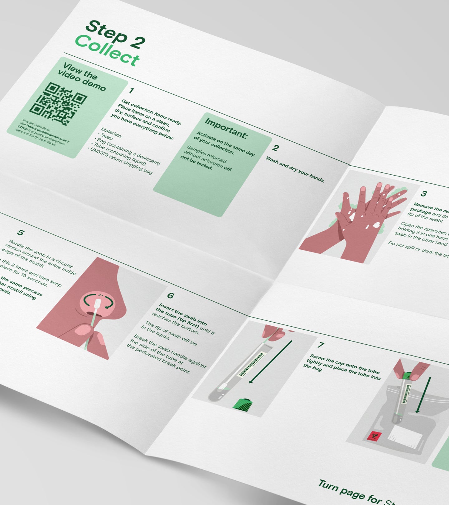 Instructions for self-test kit from Quest work