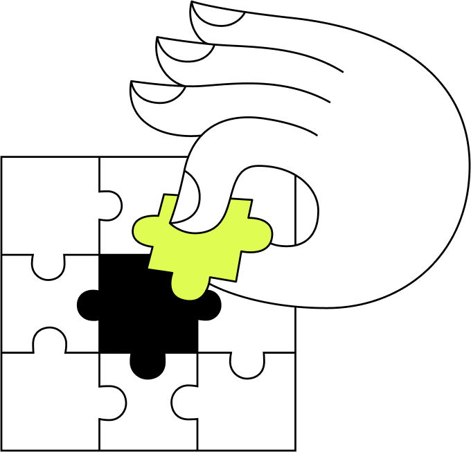 Graphic of hand placing a puzzle piece