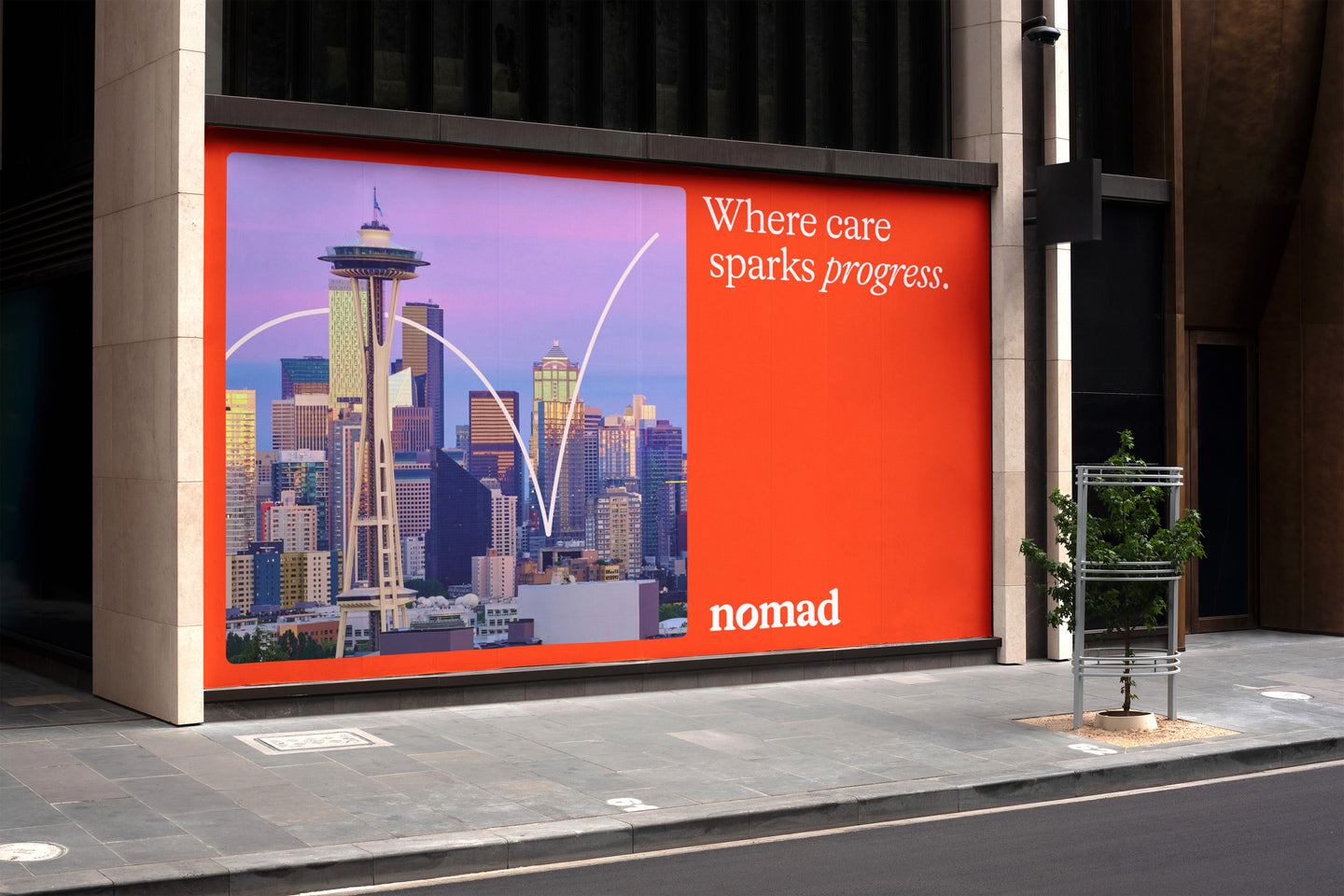 Mockup of Nomad ad in a city