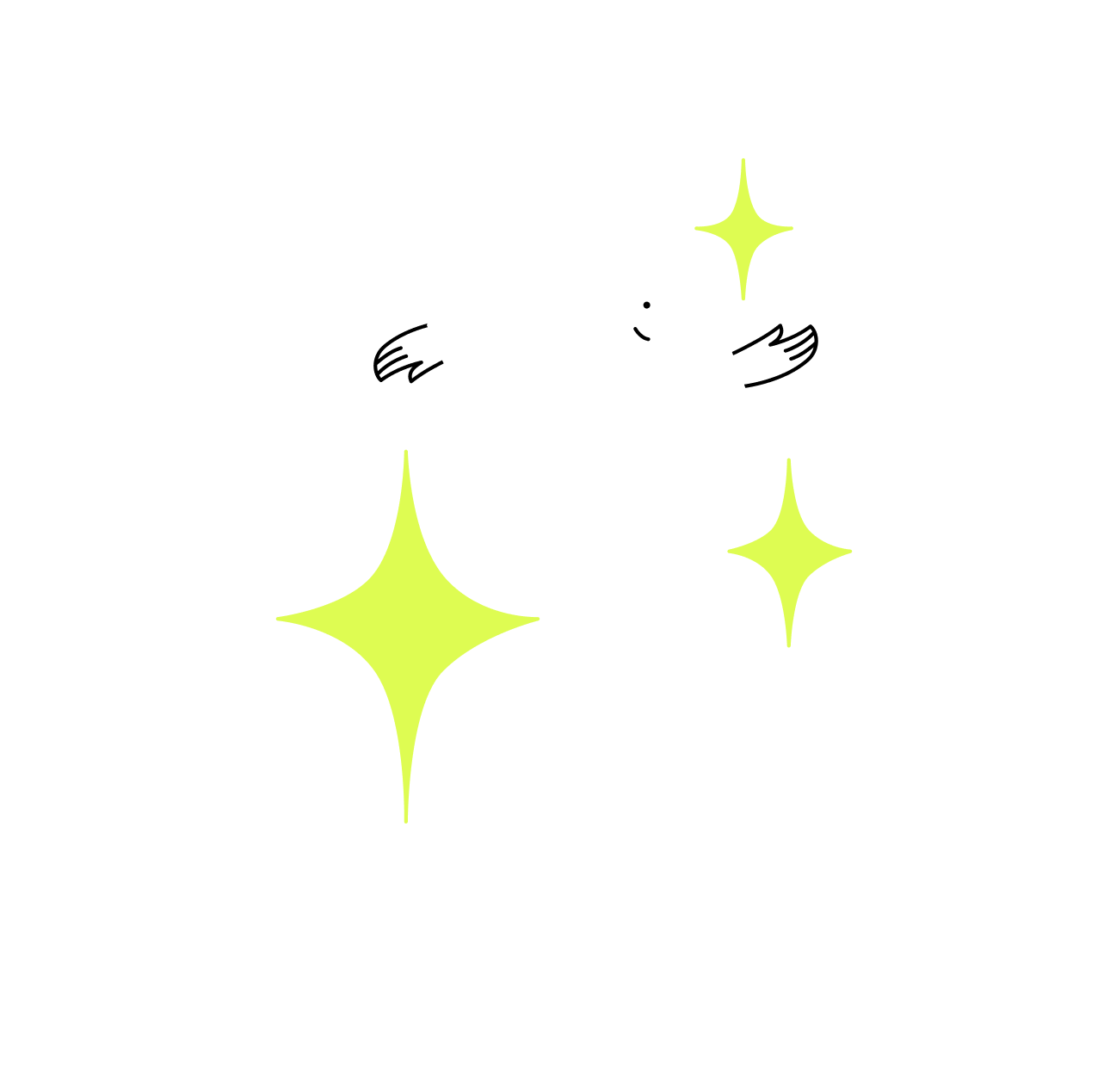 Minimalist illustration of a person running on clouds, surrounded by glowing stars.